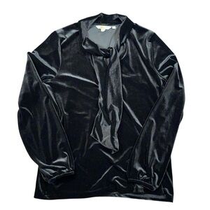 NWOT Boden Nancy Velvet TopWomen’s Size 10 Black V-neckline Neck Tie